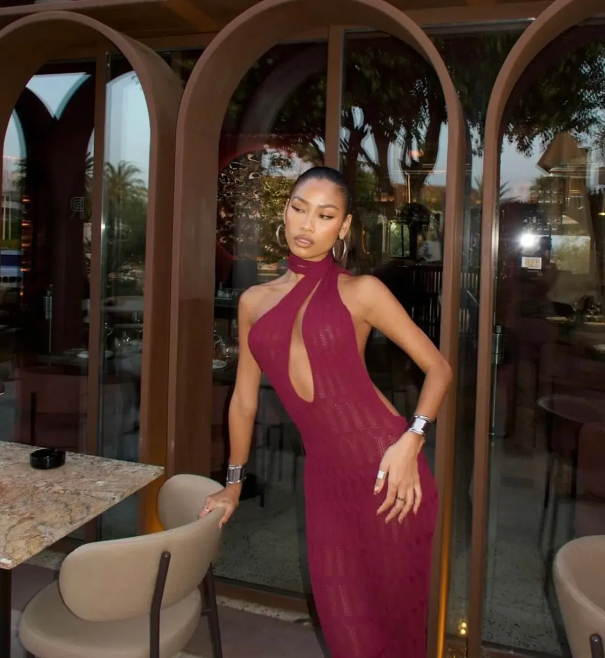 Murci Lunar Maxi Dress In Wine Size 8 - Image 3