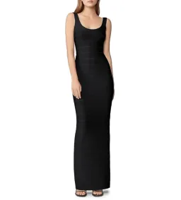 Hervé Léger Black Round Neck Gown in Black Size Medium/ AU 10 for rent on The Volte - image 2
