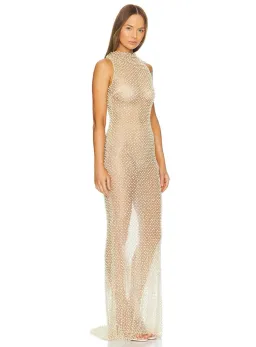 NBD Zoe Gown Sheer in Champagne Nude Size 6 for rent on The Volte - image 2