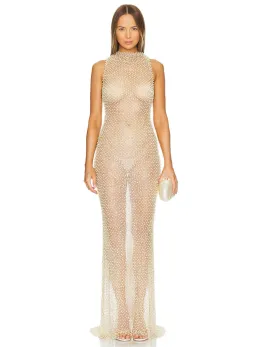 NBD Zoe Gown Sheer in Champagne Nude Size 6 for rent on The Volte - image 1