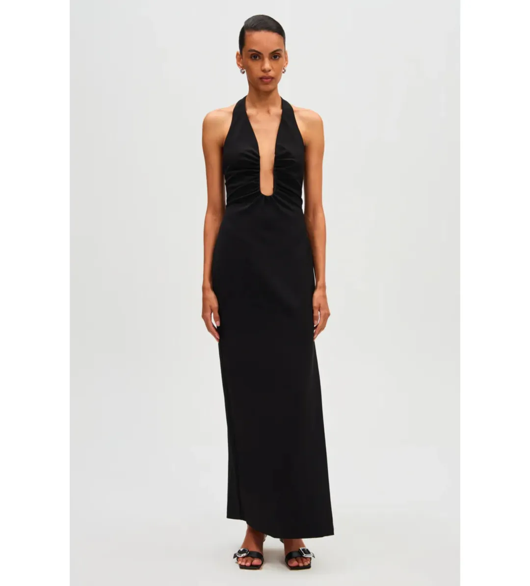 Misha Alusia Stretch Twill Maxi Dress in Black Size 8 for rent on The Volte - main image