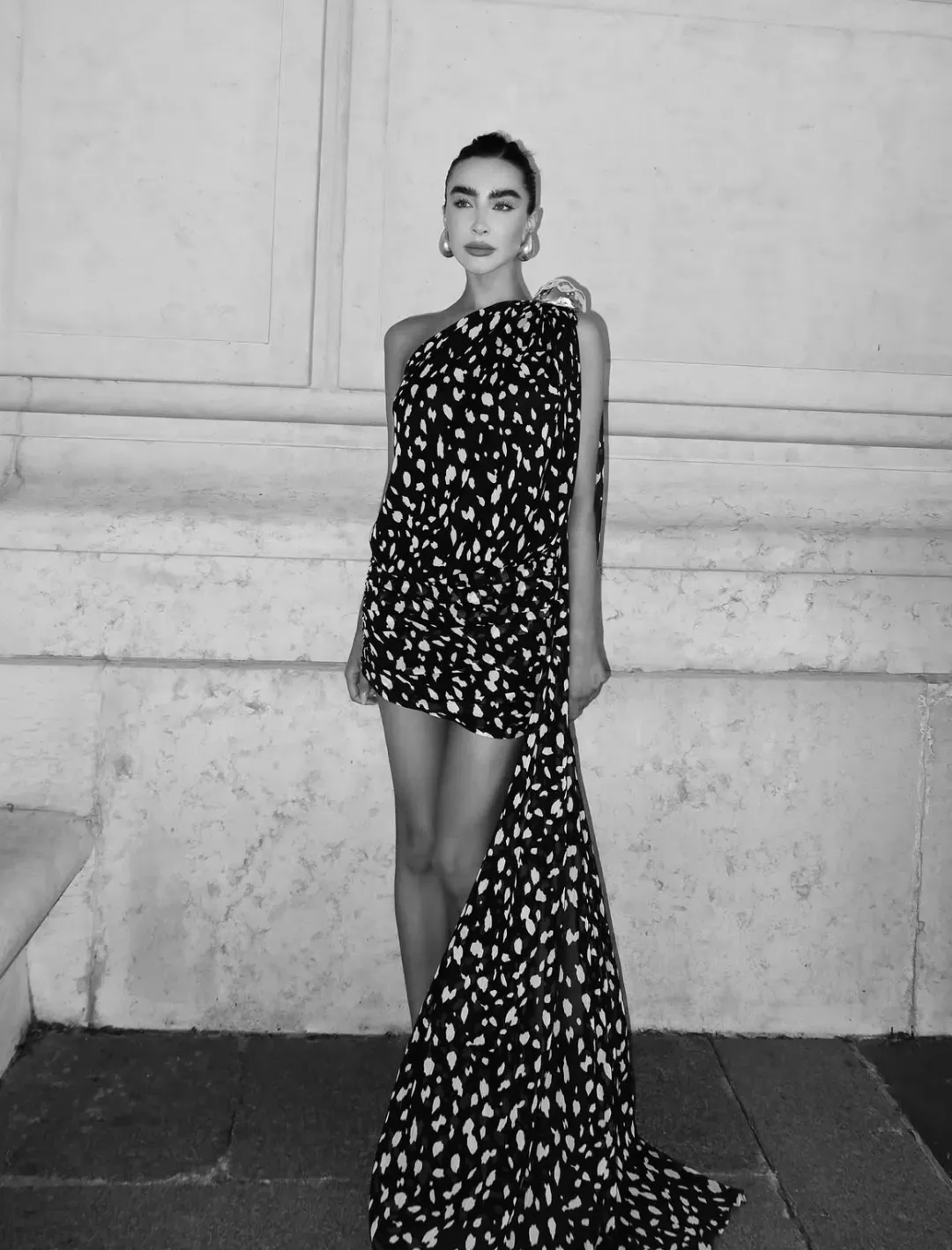 Leam Almes Dalmatian Print Chiffon Mini Dress with Metal Stone Size XS / AU 6 for rent on The Volte - main image