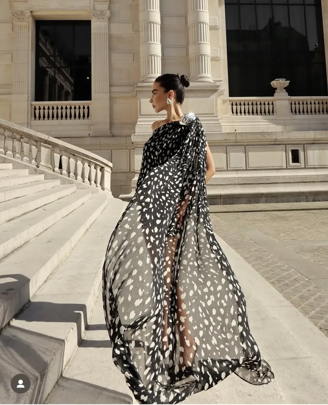 Leam Almes Dalmatian Print Chiffon Mini Dress with Metal Stone Size XS / AU 6 for rent on The Volte - main image