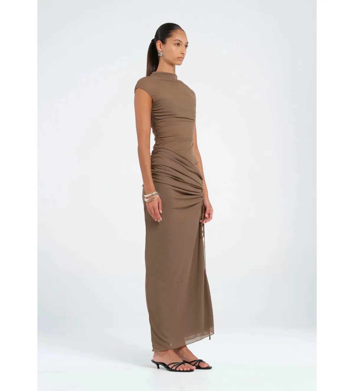 Benni Milo Maxi Dress Mushroom Size 10 - Image 2