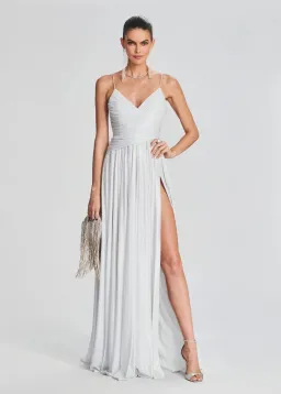 Retrofete Doss Gown Silver Size S/Au 8 for rent on The Volte - image 2