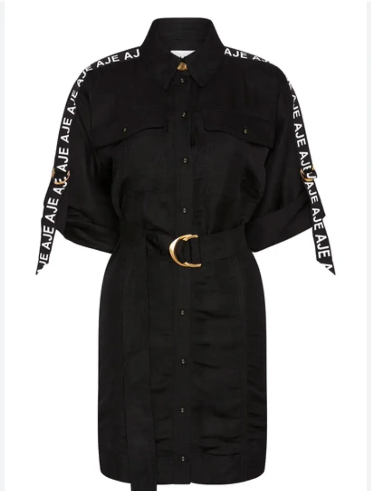 Aje Signal Logo Shirt Mini Dress Black Size 12 - Image 5