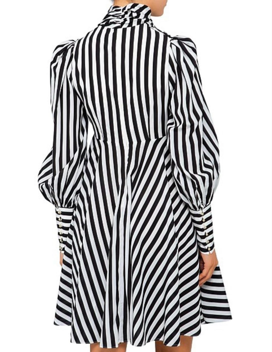 Zimmermann Zippy Cowl Short Dress Black Stripe Size 8 for rent on The Volte - main image