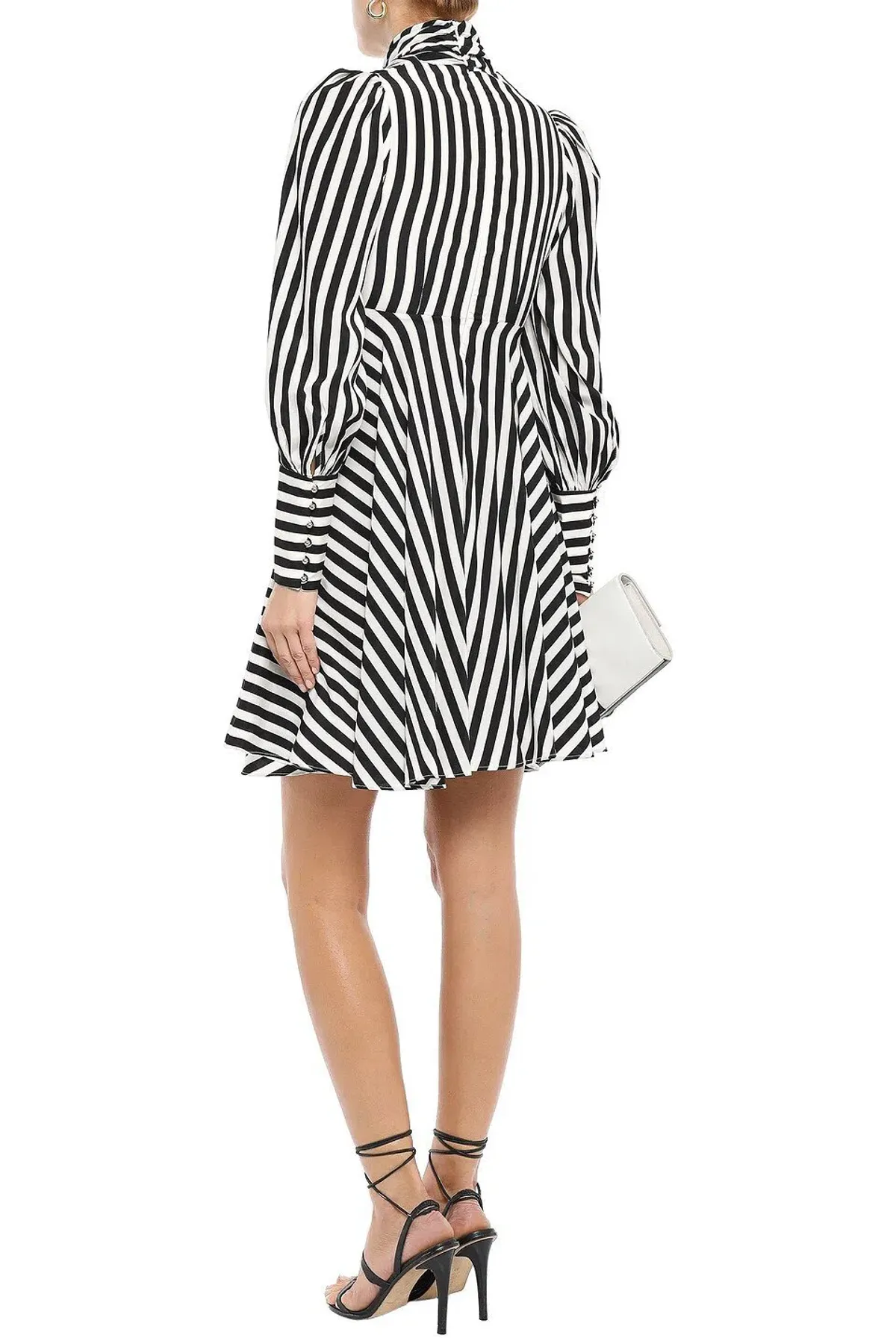 Zimmermann Zippy Cowl Short Dress Black Stripe Size 8 - Image 2