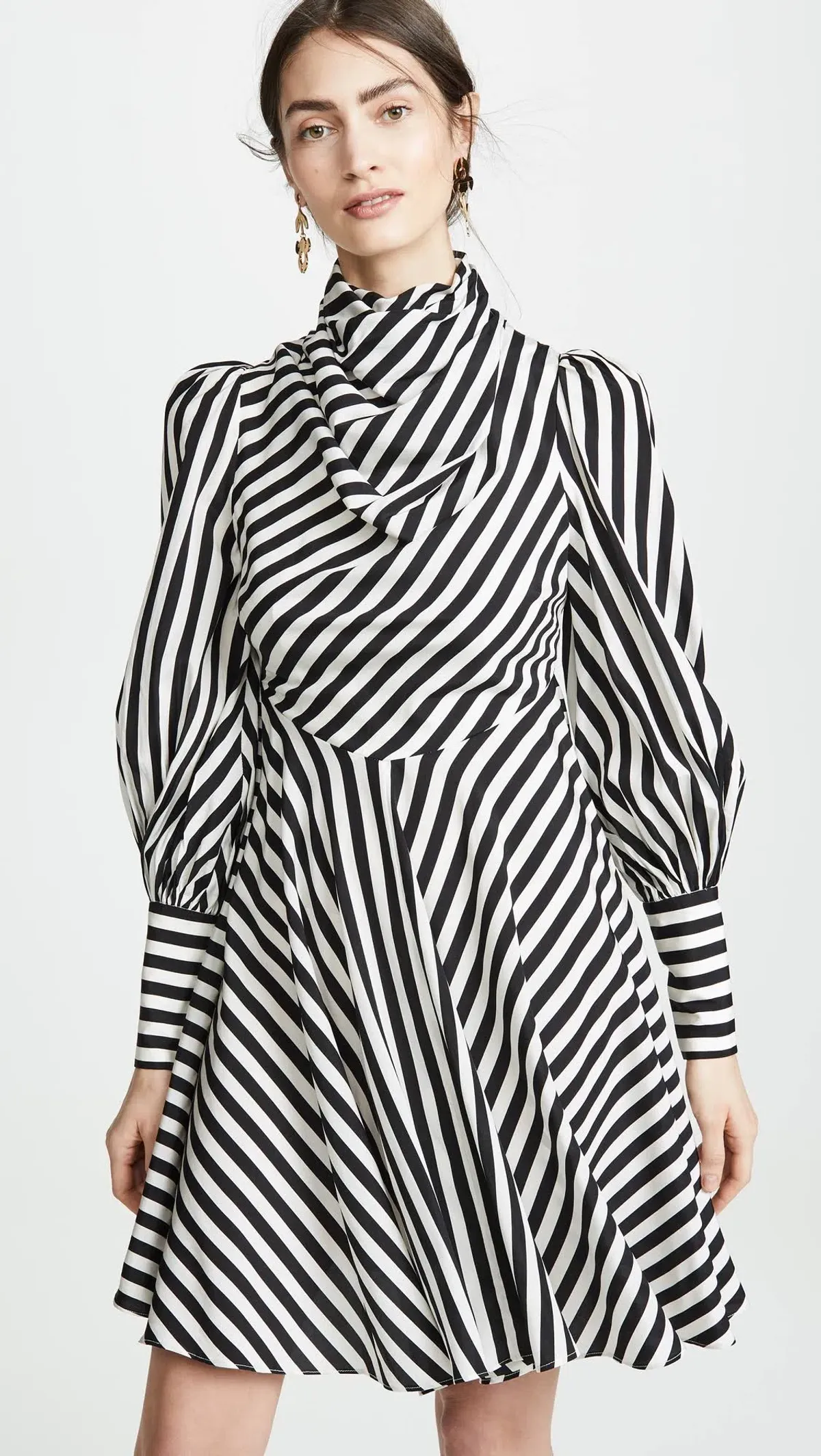 Zimmermann Zippy Cowl Short Dress Black Stripe Size 8 - Image 3