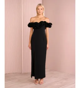 Azzurielle Farley Frill Off Shoulder Gown Black Size 8 for rent on The Volte - image 1