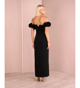Azzurielle Farley Frill Off Shoulder Gown Black Size 8 for rent on The Volte - image 6