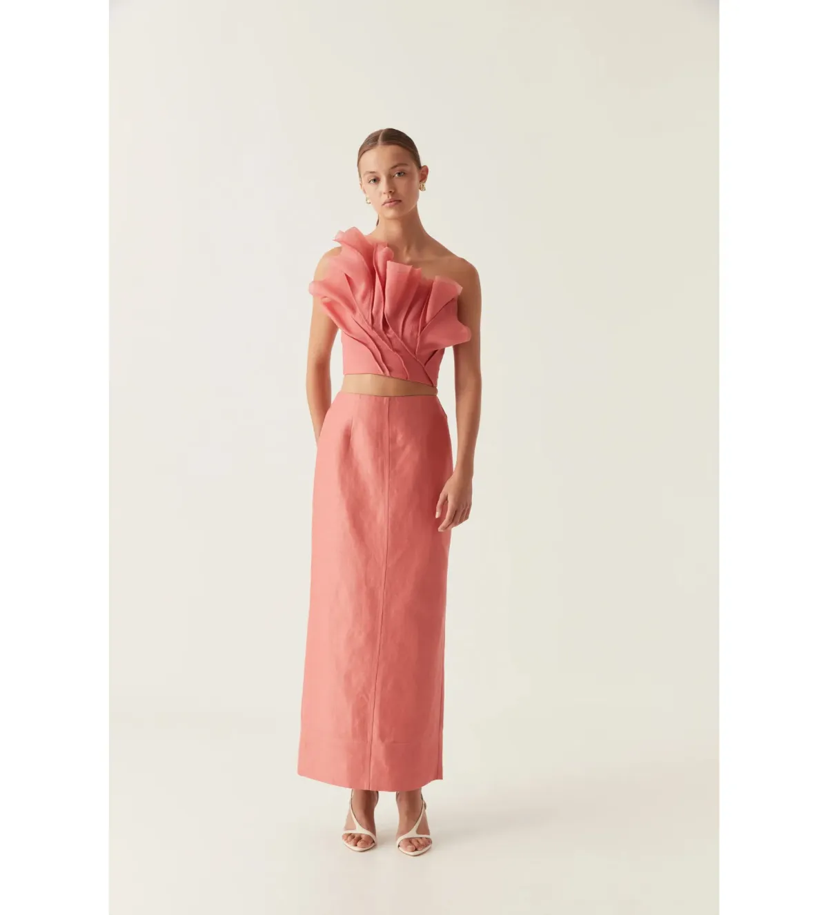 Aje Flame Crop Top And Mary Column Maxi Set Guava Pink Size 8 - Image 1