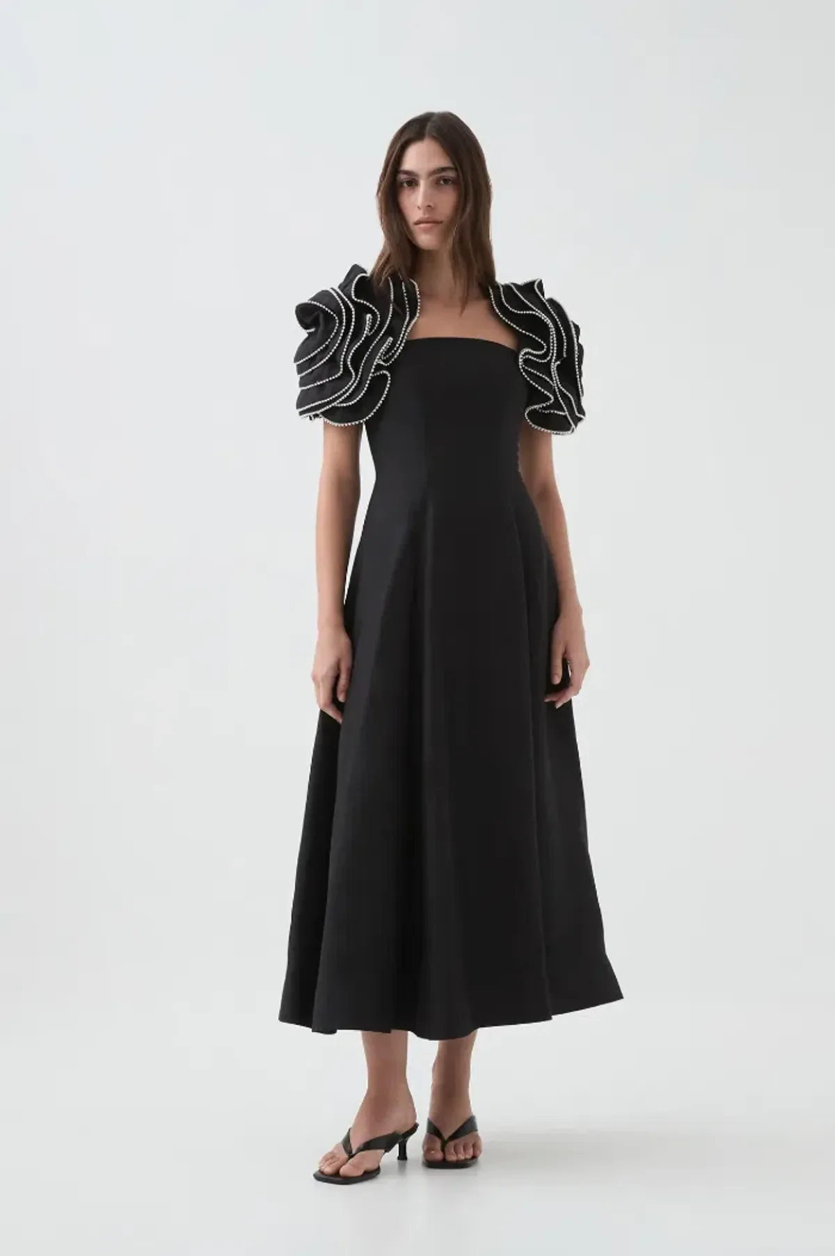 AJE Twyla Midi Dress Black Size 10 for rent on The Volte - main image