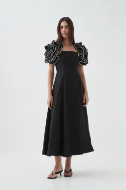 AJE Twyla Midi Dress Black Size 10 for rent on The Volte - image 1