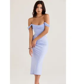 House of CB Natalya Satin Corset Midi Dress Blue Size 12 for rent on The Volte - image 2