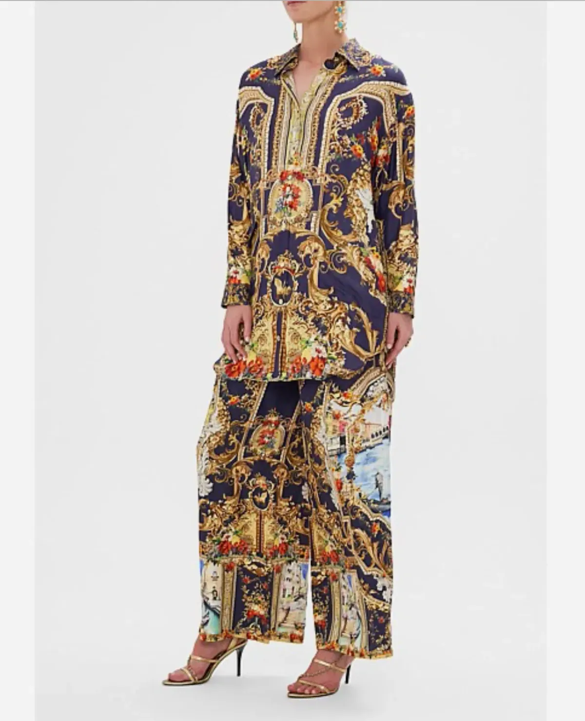 Camilla Venice Vignette Silk Shirt & Pants Size 10 - Image 4