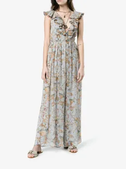 Zimmermann Painted Heart Cascade Jumpsuit Blue Grey Tapestry Size 0 / AU 8 for rent on The Volte - image 3