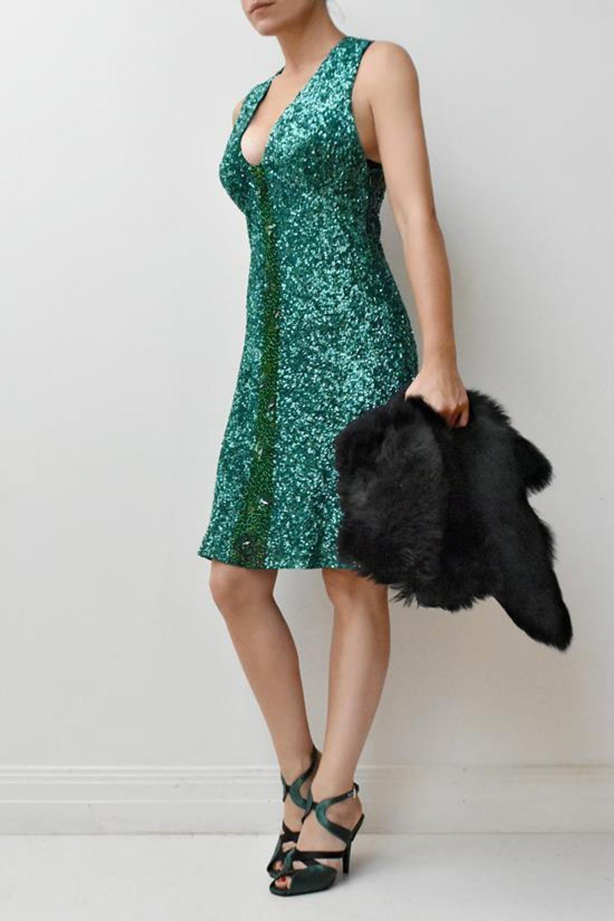 George Gross green sequined cocktail dress Green Size 12 - Image 1