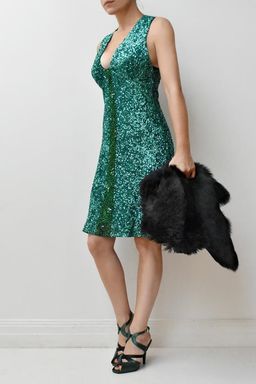George Gross green sequined cocktail dress Green Size 12 for rent on The Volte - image 1