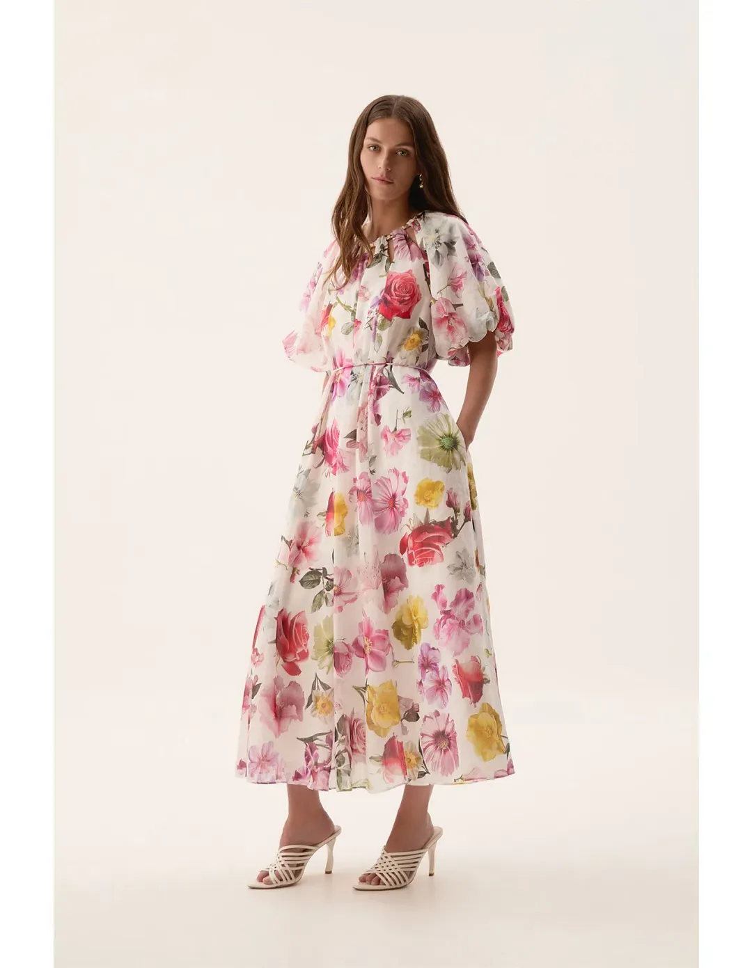 Aje Fleur Midi Dress Collage Floral Size AU 10 for rent on The Volte - main image
