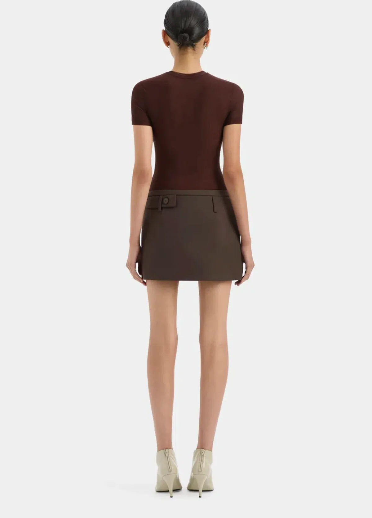 Sir The Label Sandrine Button Mini Skirt Brown Size 4 - Image 3