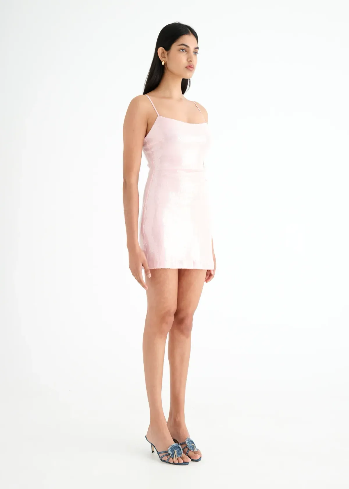 Benni Juliano Sequin Mini Dress Candy Floss Pink Size AU 10 - Image 2