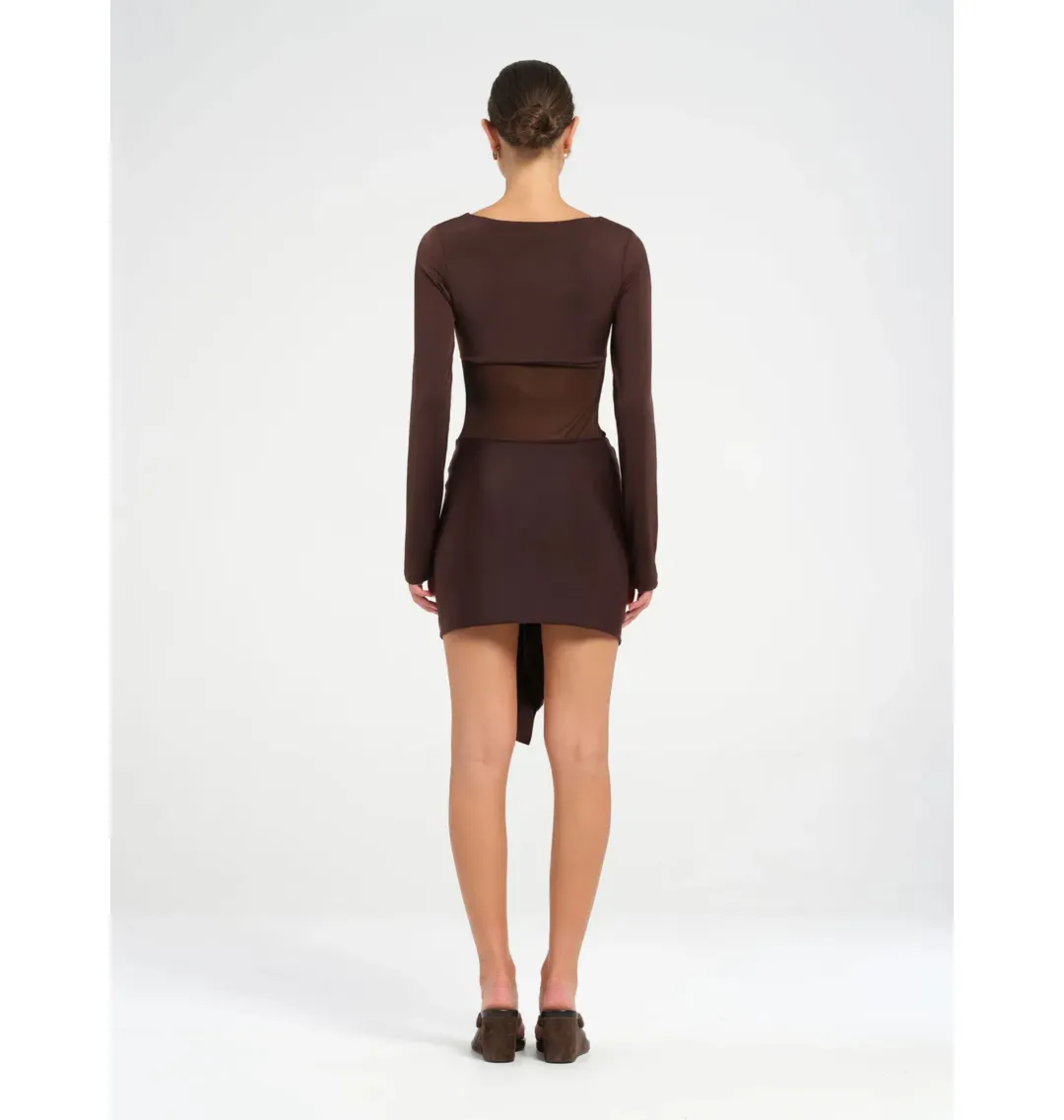 Benni Juni Mini Dress in Chocolate Size AU 10 for rent on The Volte - main image