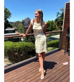 Vintage Valentino Asymmetrical Sleeved Flower Mini Dress in Multi Size 8 for rent on The Volte - image 1