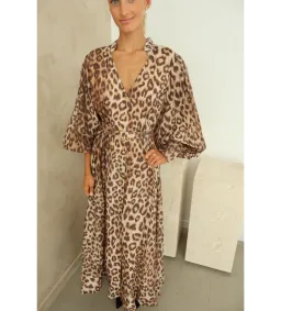 Aje Isabella Shirtdress Midi Leopard Print Size 12 for rent on The Volte - image 4