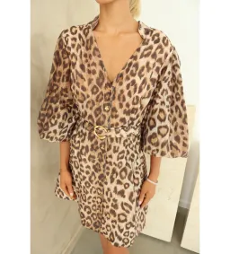 Aje Colette Mini Dress Leopard Size 10 for rent on The Volte - image 5