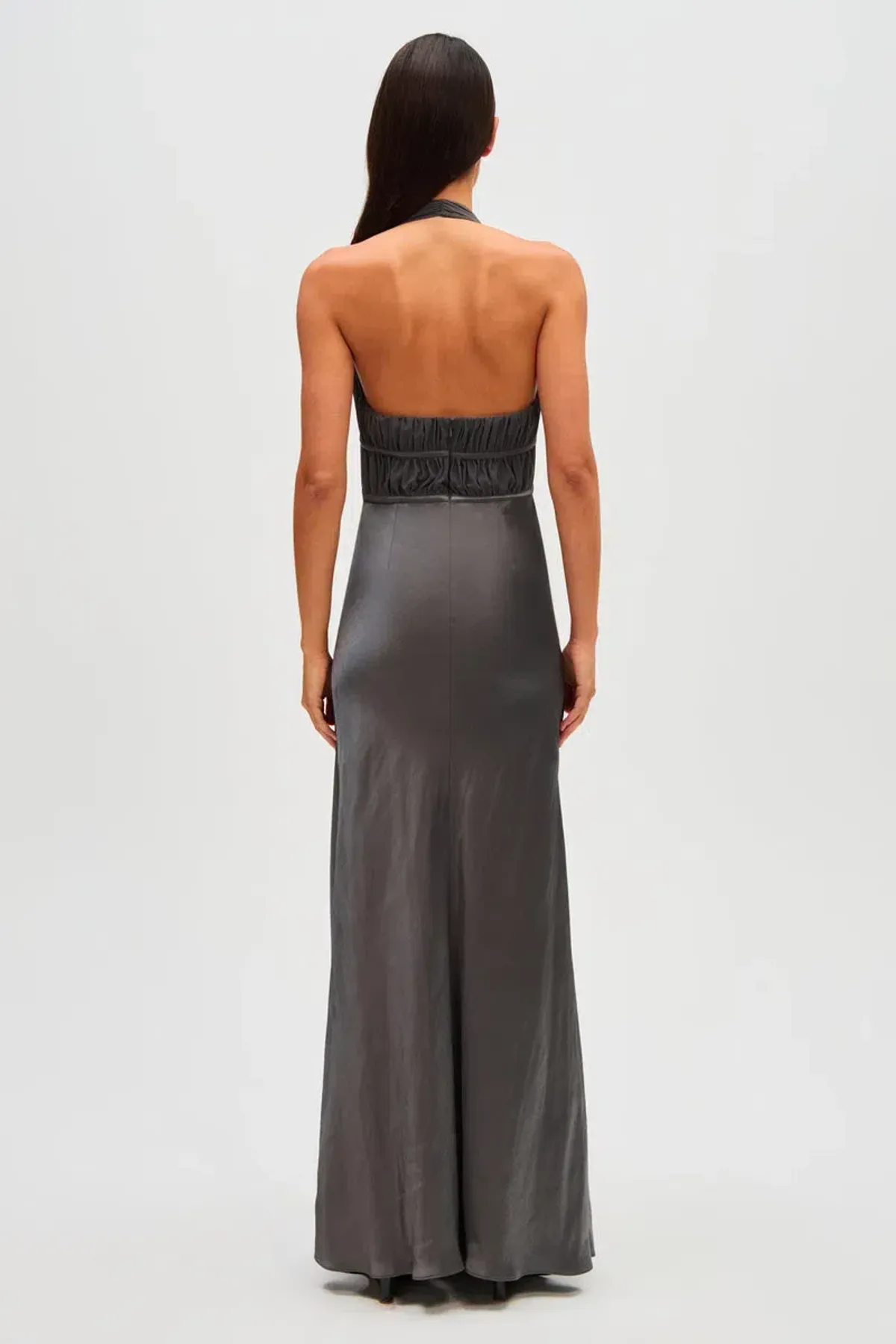 MISHA Celine Satin Maxi Dress Pewter Size 6 - Image 5