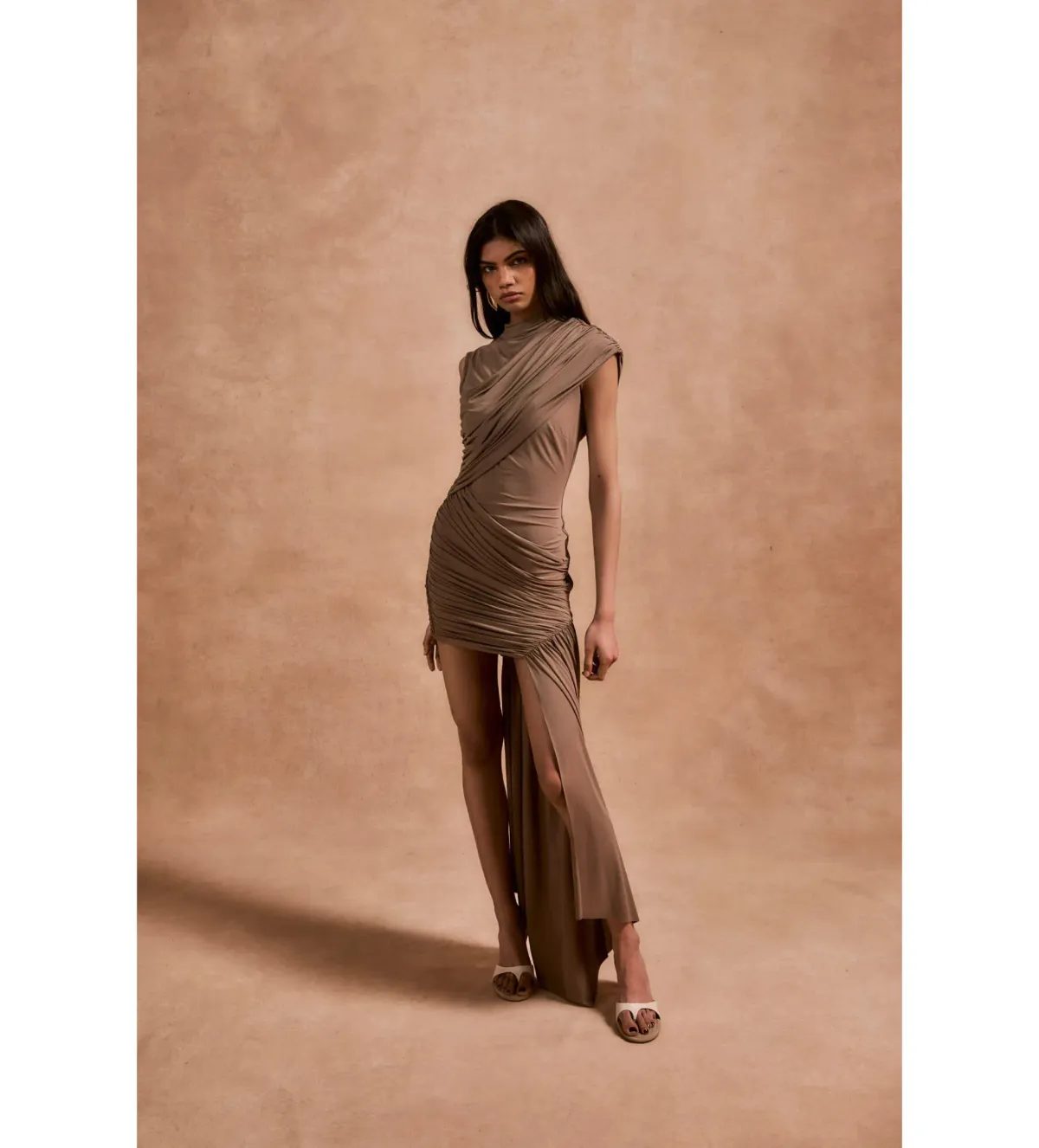 De La Vali Ravenna Mini Dress Taupe Size 12 - Image 2