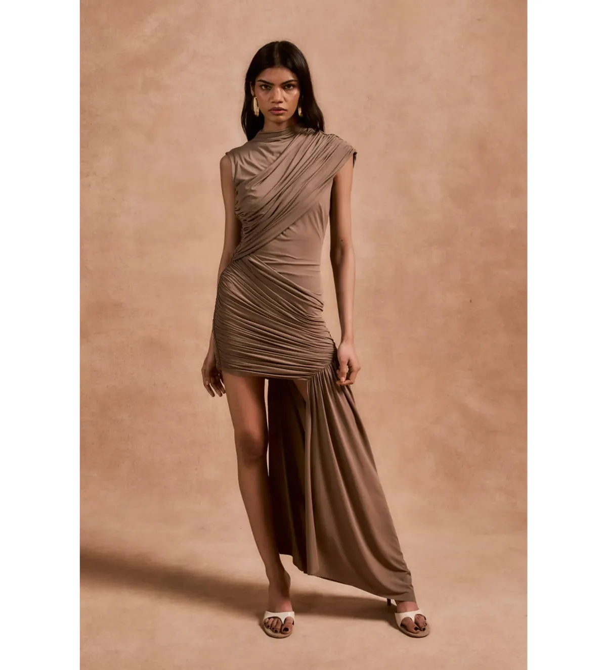 De La Vali Ravenna Mini Dress Taupe Size 12 - Image 1