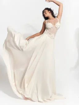Atelier Zolotas Adeia Vintage Wedding Gown Cream Size 8 for rent on The Volte - image 1