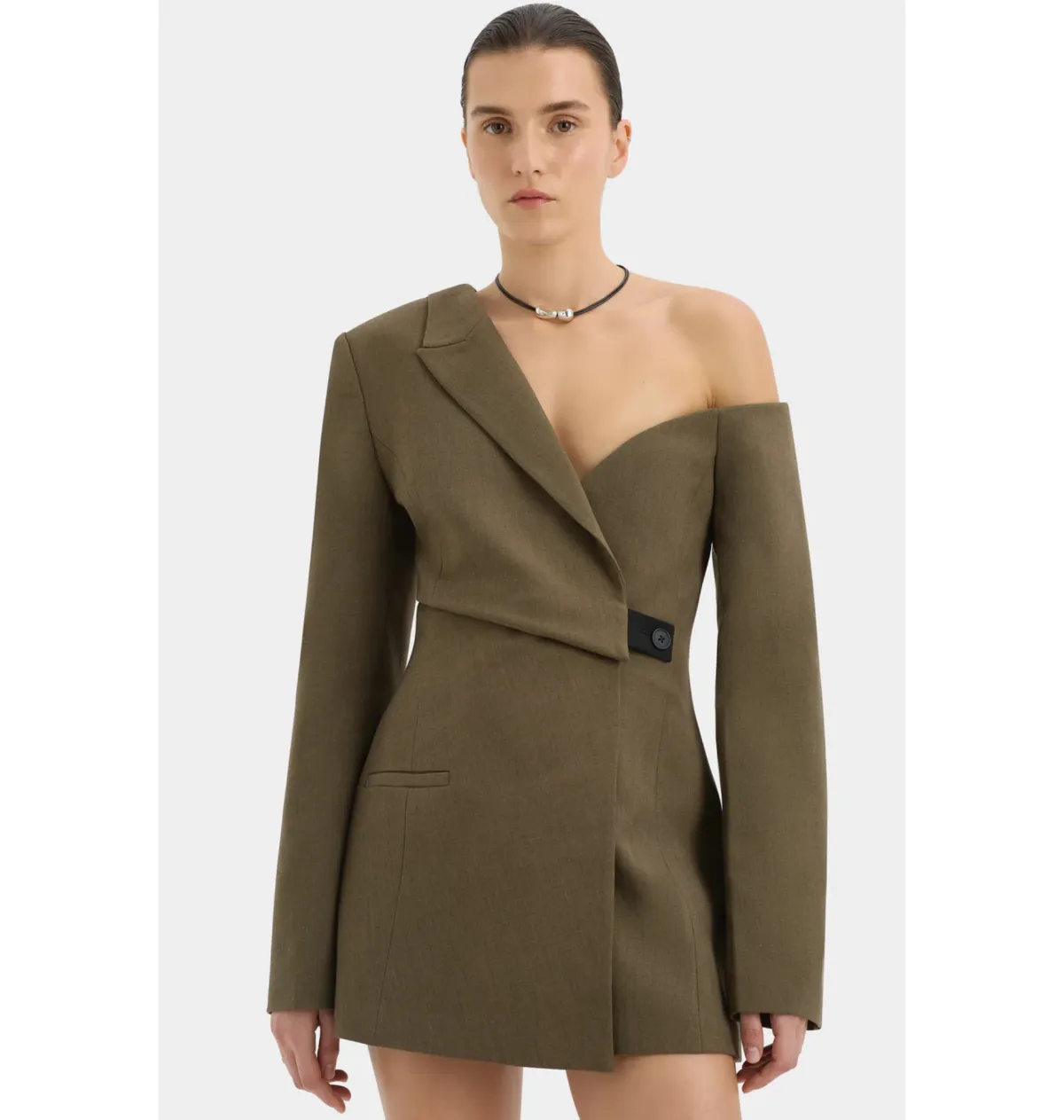 Sir the Label Sartoria Mini Dress in Chocolate Marle Size 0 AU 6 - Image 5