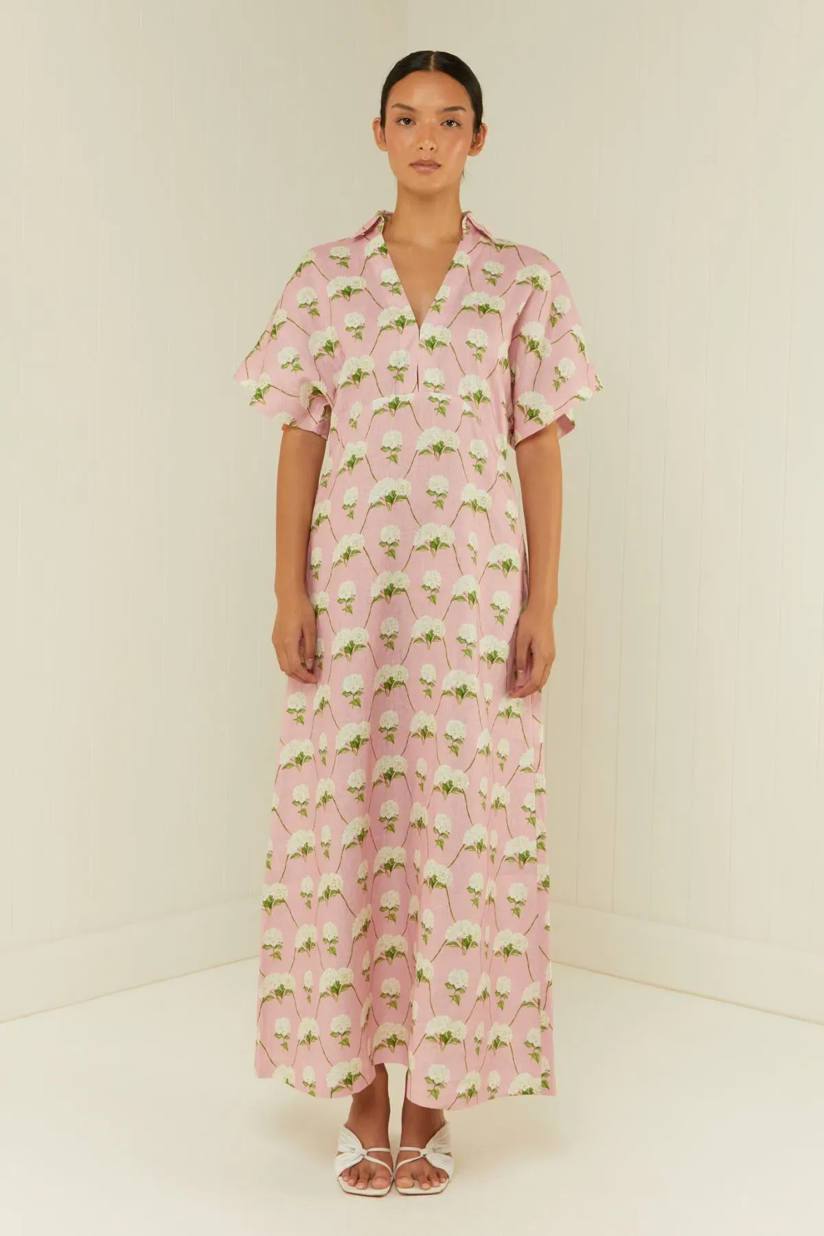 Palm Noosa Jasmine Midi Dress Diamond Hydrangea Size 12 for rent on The Volte - main image
