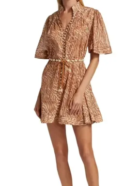 Zimmermann Tropicana Flutter Sleeve Mini Dress Brown Leopard Print Size 0 / AU 8 for rent on The Volte - image 2