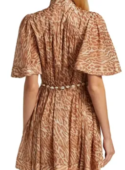Zimmermann Tropicana Flutter Sleeve Mini Dress Brown Leopard Print Size 0 / AU 8 for rent on The Volte - image 3