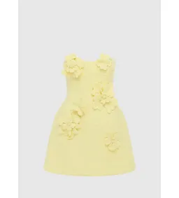 Leo Lin Rosario Tweed Petal Bustier Mini Dress in Sorbet Yellow Size 8 for rent on The Volte - image 1