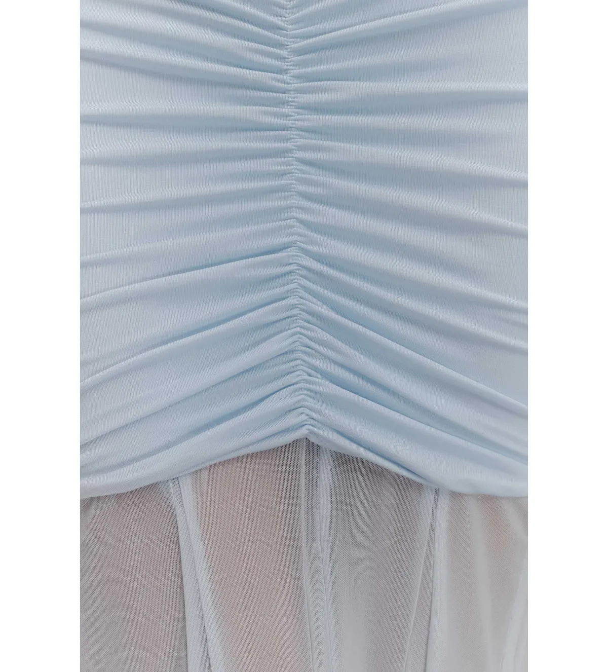 Meshki Caspian Slinky Mesh Off Shoulder Dress Pale Blue Size AU 8 - Image 4