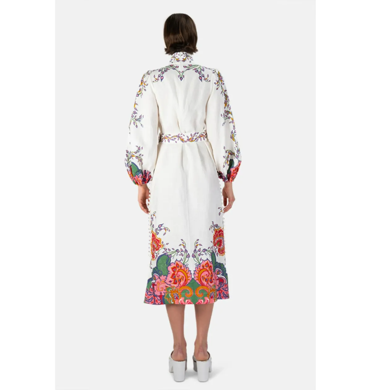 Zimmerman The Lovestruck Buttoned Midi Dress in Natural Paisley Floral Size 0 / AU 8 - Image 2