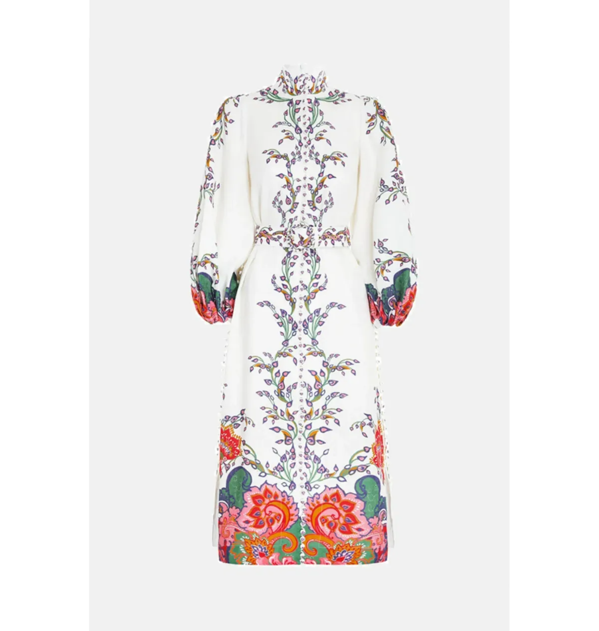 Zimmerman The Lovestruck Buttoned Midi Dress in Natural Paisley Floral Size 0 / AU 8 - Image 3
