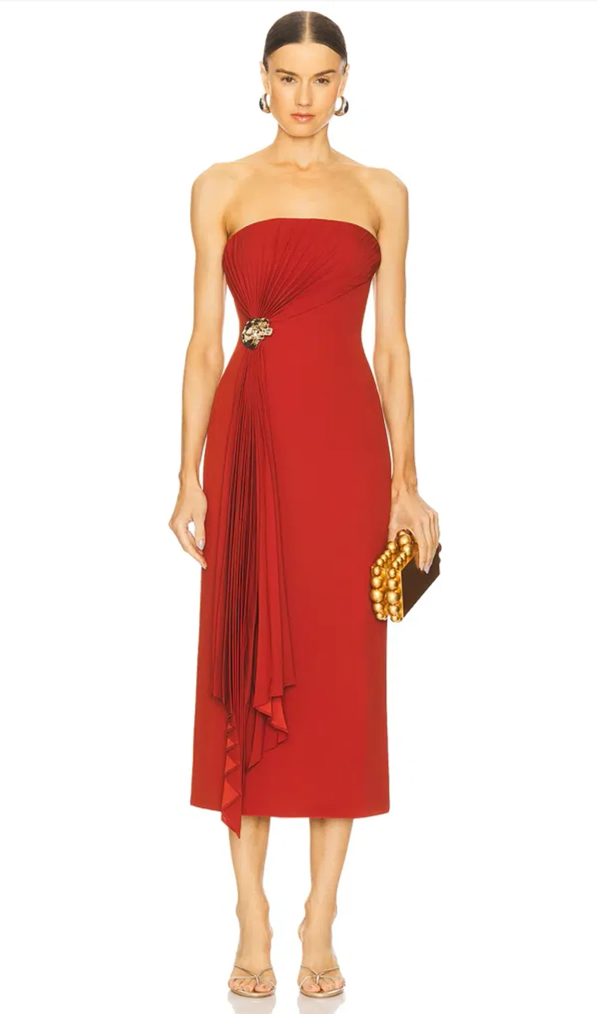 Acler Whitnell Midi Dress Burgundy Size 12 - Image 1