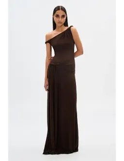 MISHA Sisal Mesh Maxi Dress Espresso Size 8/S for rent on The Volte - image 3