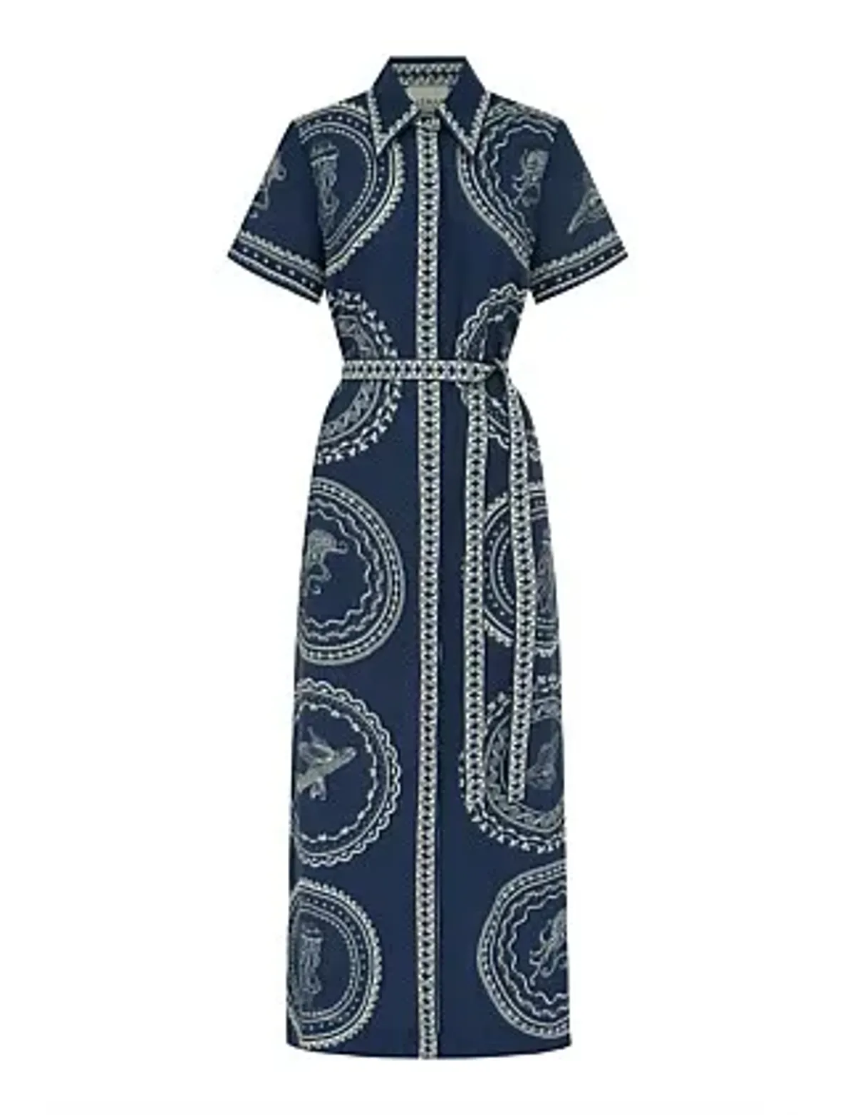 Alemais Ocean Linen Shirtdress in Blue Print Size 6 - Image 4