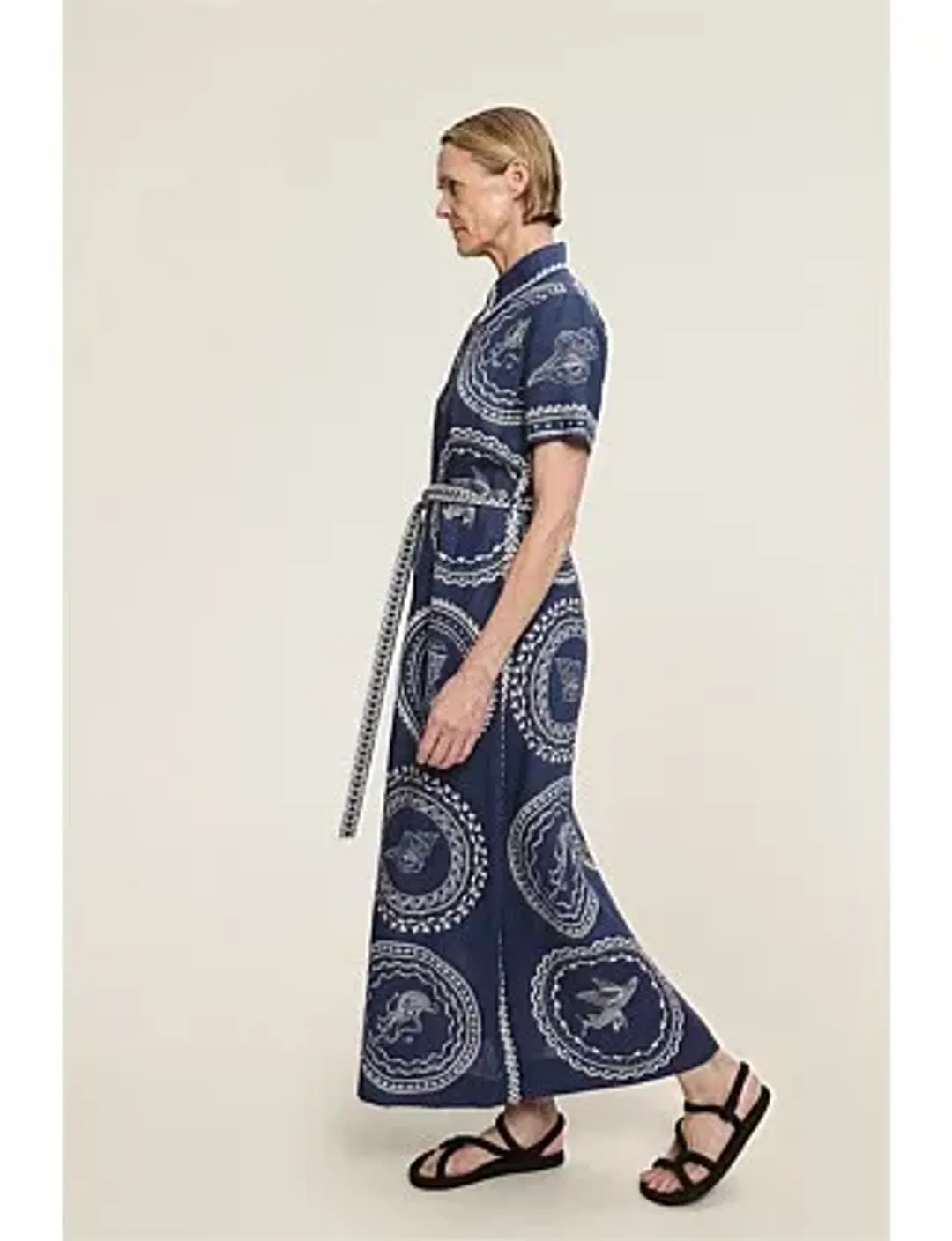 Alemais Ocean Linen Shirtdress in Blue Print Size 6 for rent on The Volte - main image