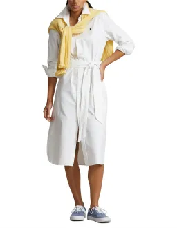 Ralph Lauren Belted Cotton Oxford Shirtdress Midi White Size AU 14 for rent on The Volte - image 1