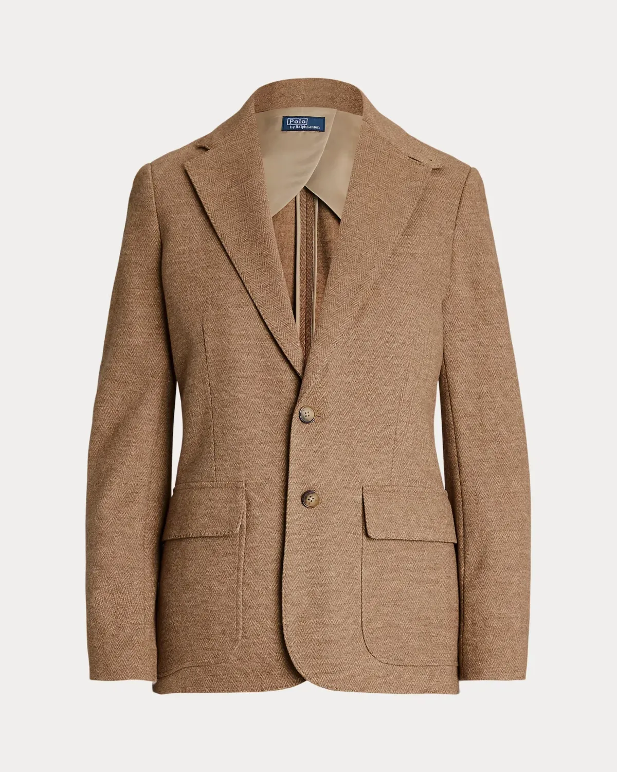 Ralph Lauren Wool-cotton Blazer Tan Herringbone Size AU 10 - Image 4