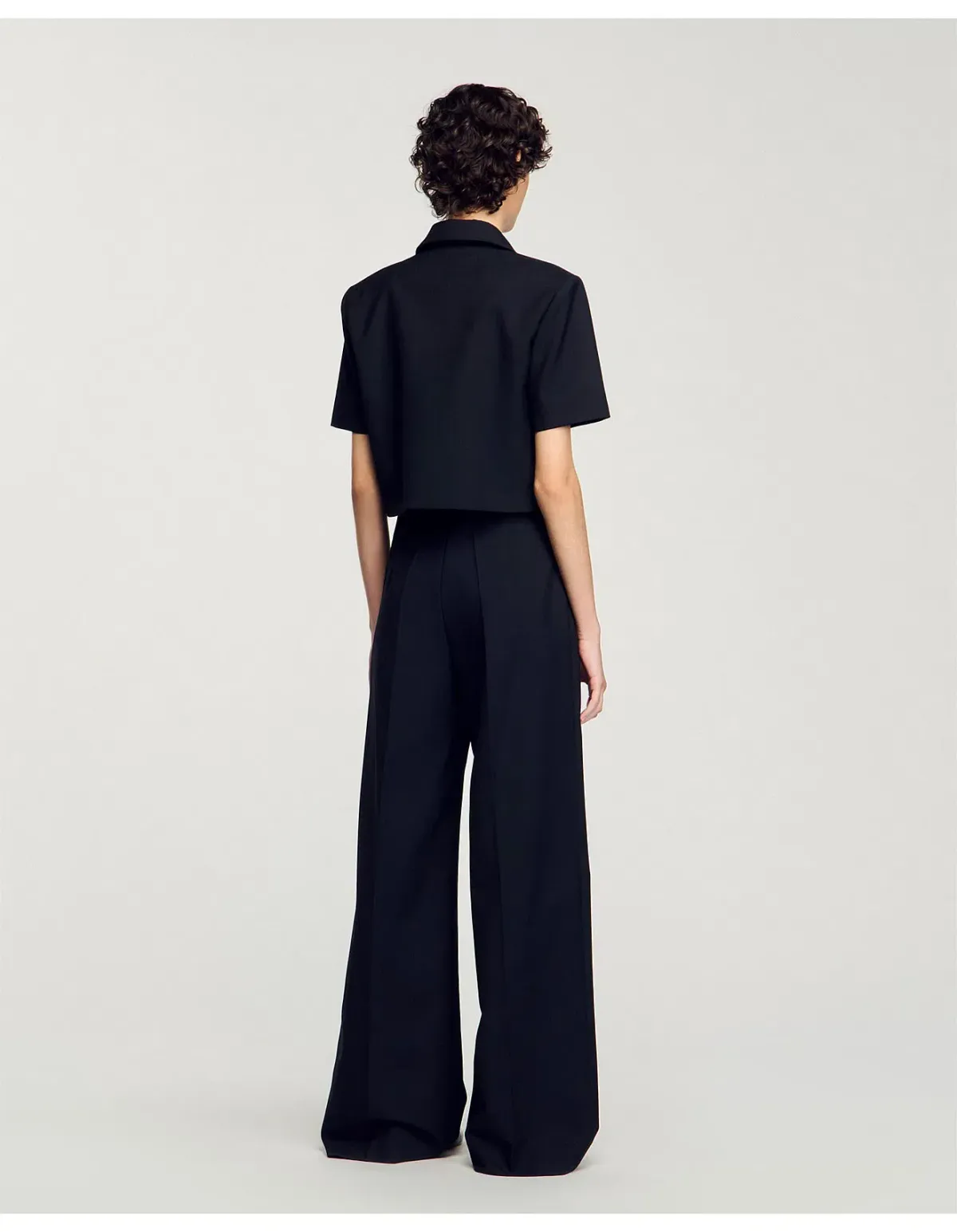 Sandro Enrique Wide Leg Trousers Black Size AU 8 - Image 4
