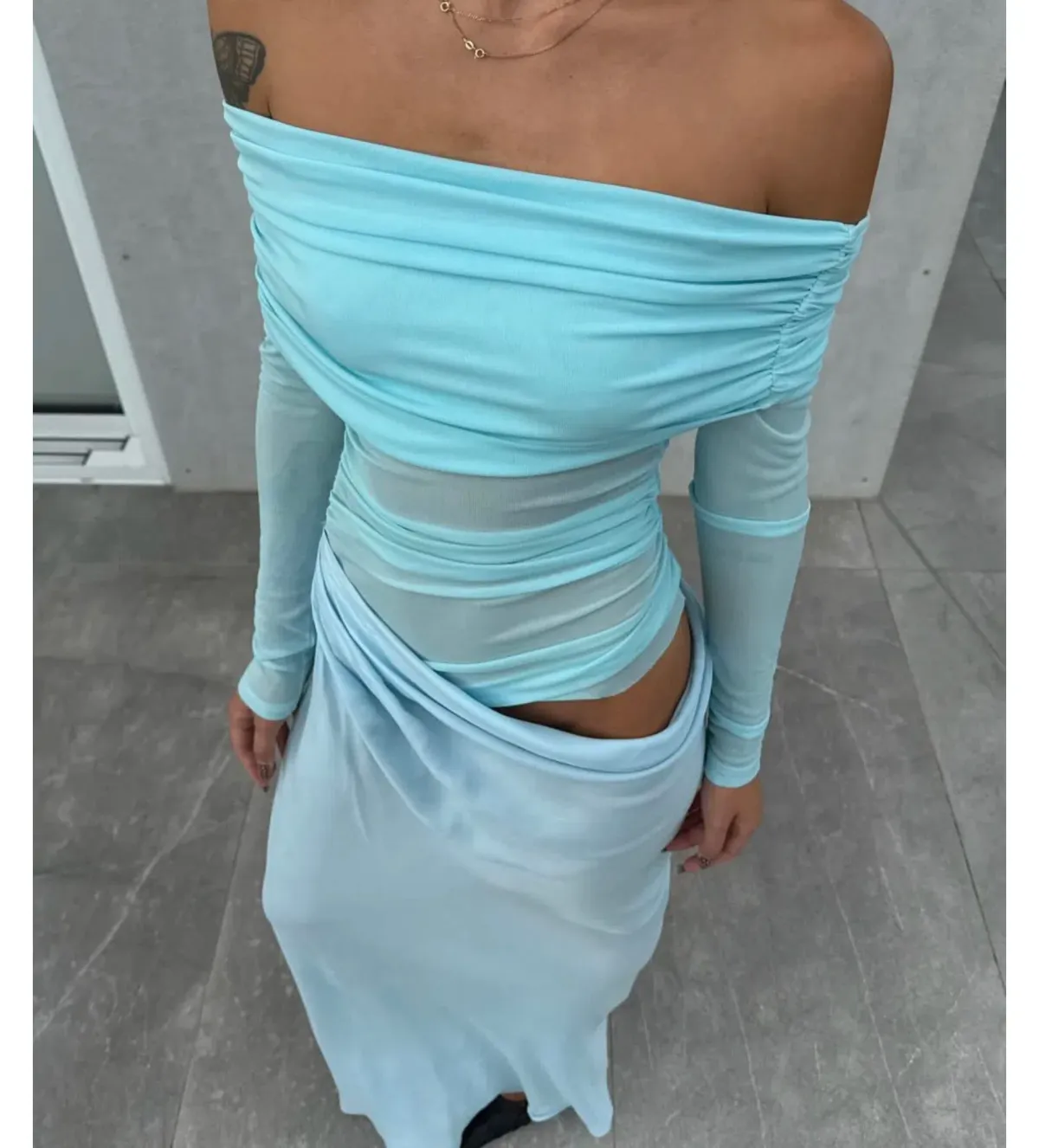 Benni Yasmin Maxi Dress Baby Blue Size 8 - Image 4